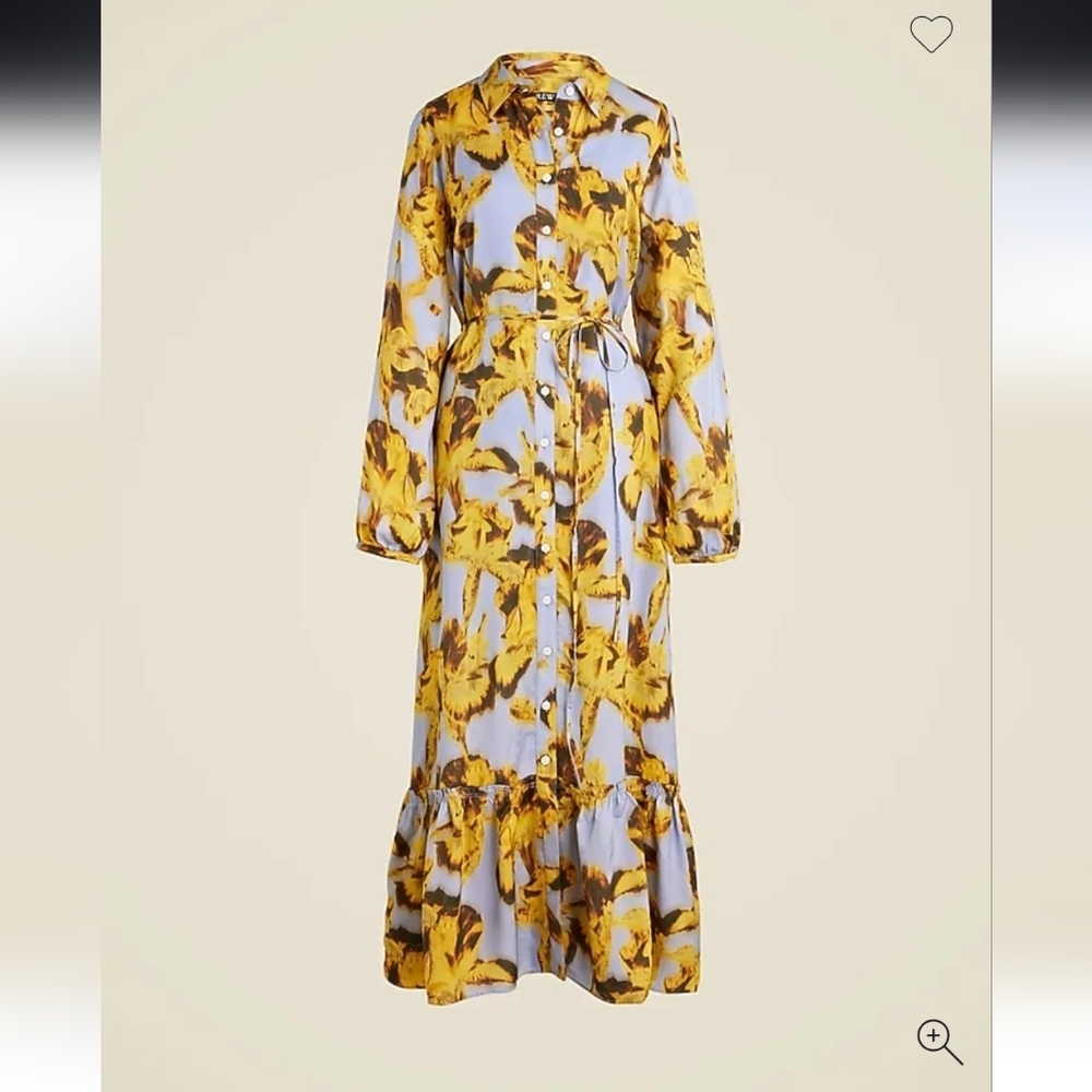 J.Crew Long Amelia Shirt Dress Floral Drapey Viscose Twill NWT XS